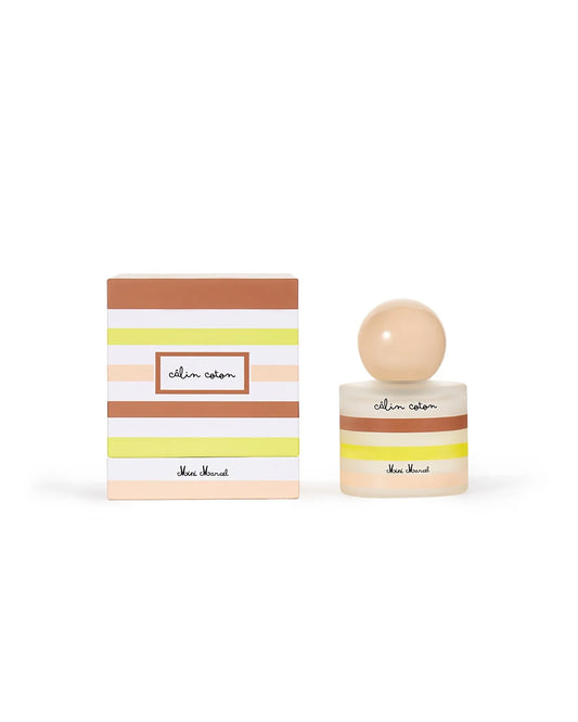 Package et flacon de notre parfum pour bébé, Câlin coton de la marque Little Marcel